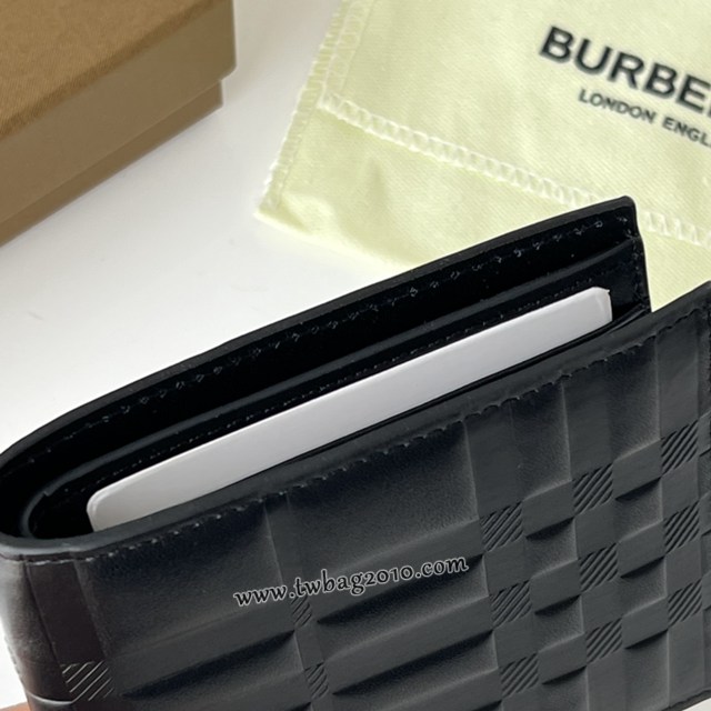 Burberry專門店新款短夾格紋壓花皮革雙折錢夾 巴寶莉男士短夾 yxb1085
